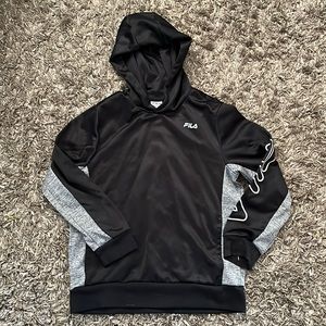 Fila Boy Hoodie Size 10-12,Black/Grey with white lettering, great condition